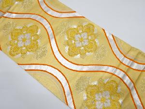 アンティーク　立涌に花模様織出し袋帯（着用可）